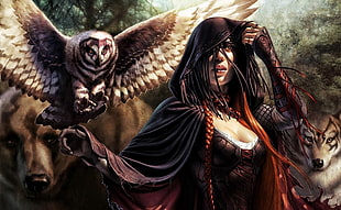 woman with owl painting
