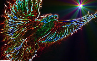 iridescent eagle illustration HD wallpaper