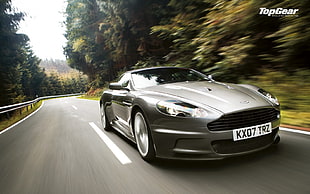gray coupe, car, TopGear, road, Aston Martin HD wallpaper