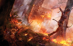 The Hunger Game illustration, Tomb Raider, archer, hair bows, hunter
