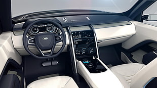 white and black Ford car interior