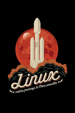red and black Linux signage, Linux, space, rocket, Falcon