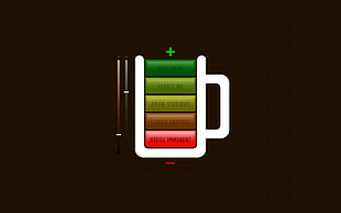 illustration of mug, minimalism, digital art, simple background, battery