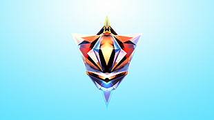 orange and silver game application icon, artwork, colorful, Justin Maller, Facets
