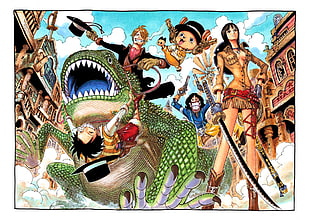 One Piece illustration, One Piece, Sanji, Usopp, Monkey D. Luffy