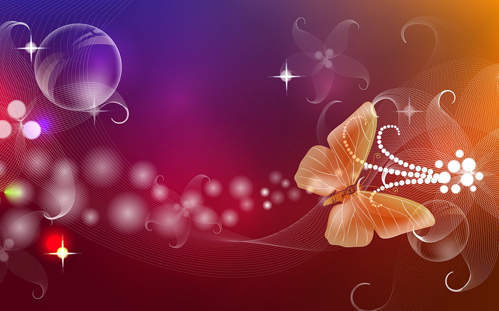 orange butterfly digital wallpaper HD wallpaper
