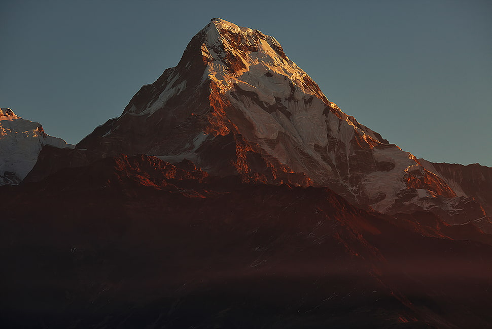 mountain summit, mountains, Nepal, sunset, landscape HD wallpaper