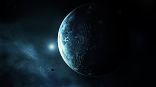 gray planet, space, stars, planet, space art