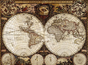 general map of the world, map, artwork, world map, 1665 (Year)