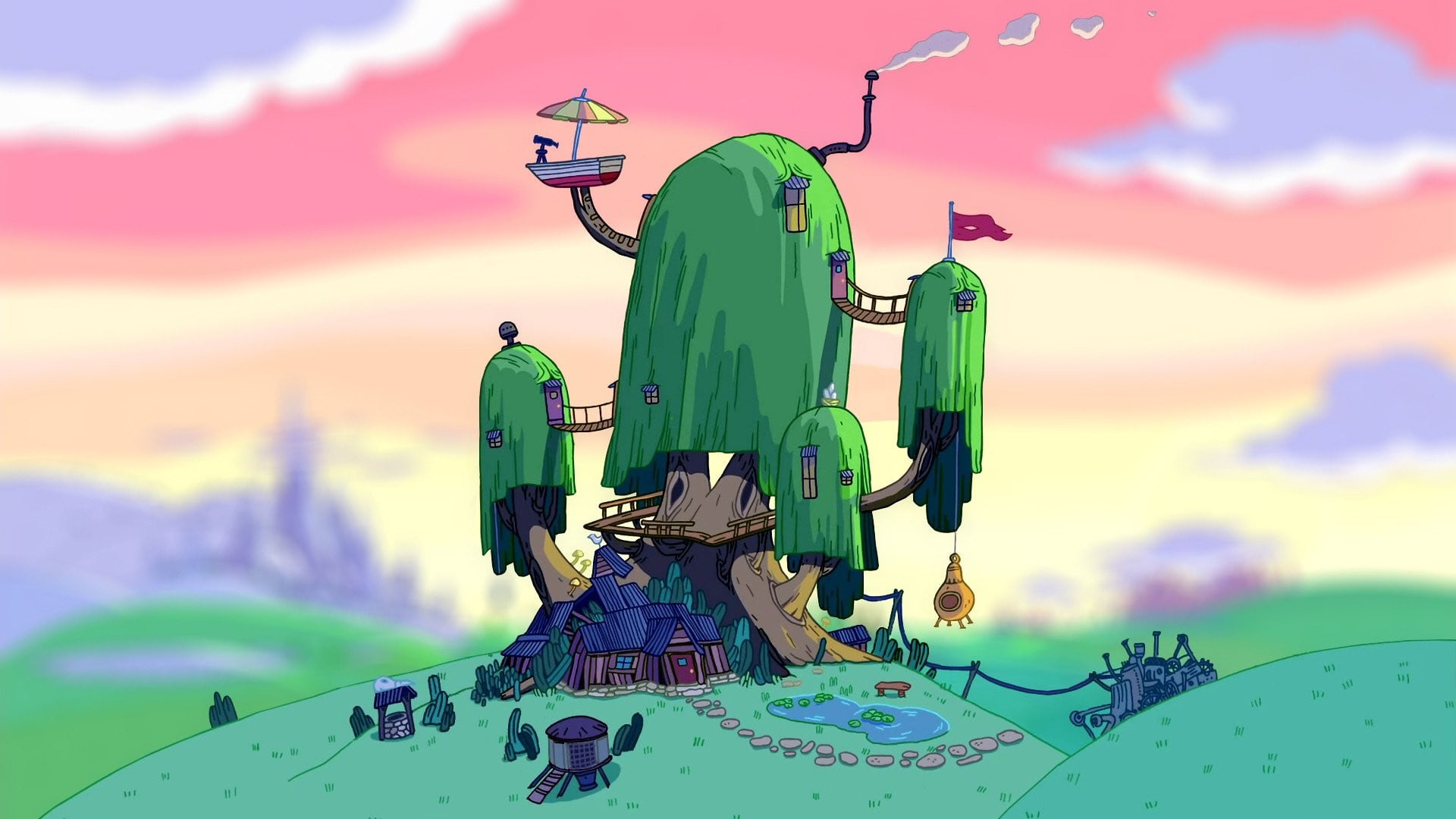 tree house illustration, Adventure Time, fantasy art