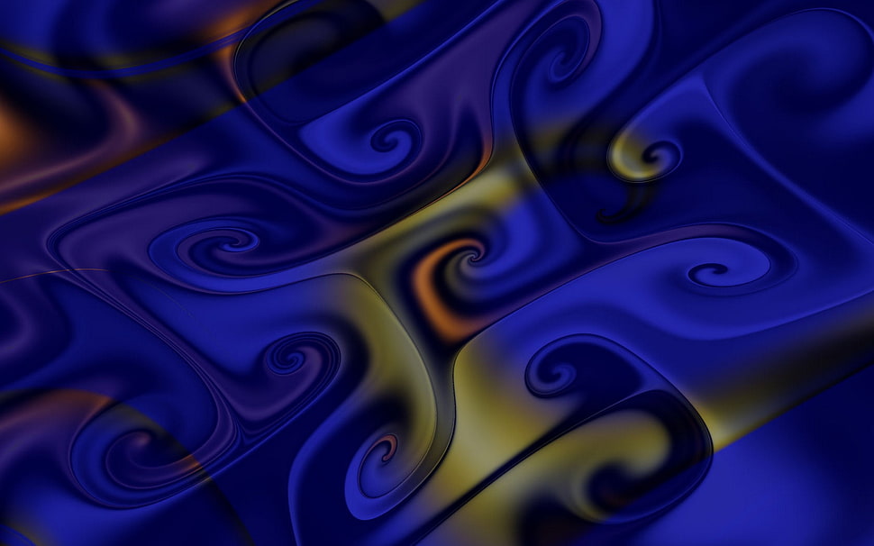 blue, brown, and yellow abstract painting HD wallpaper
