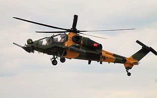 black and orange helicopter, aircraft, Turkish Air Force, helicopters, military aircraft