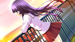 purple haired girl anime character