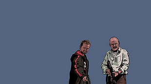 two men holding guns illustration, Breaking Bad, Walter White, Jessie Pinkman, Heisenberg