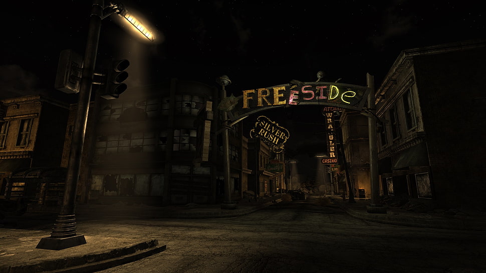 Freeside signage, city, building, Fallout: New Vegas, video games HD wallpaper