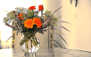 orange artificial flower decor