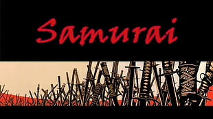 katana illustration with text overlay, katana, samurai, sword