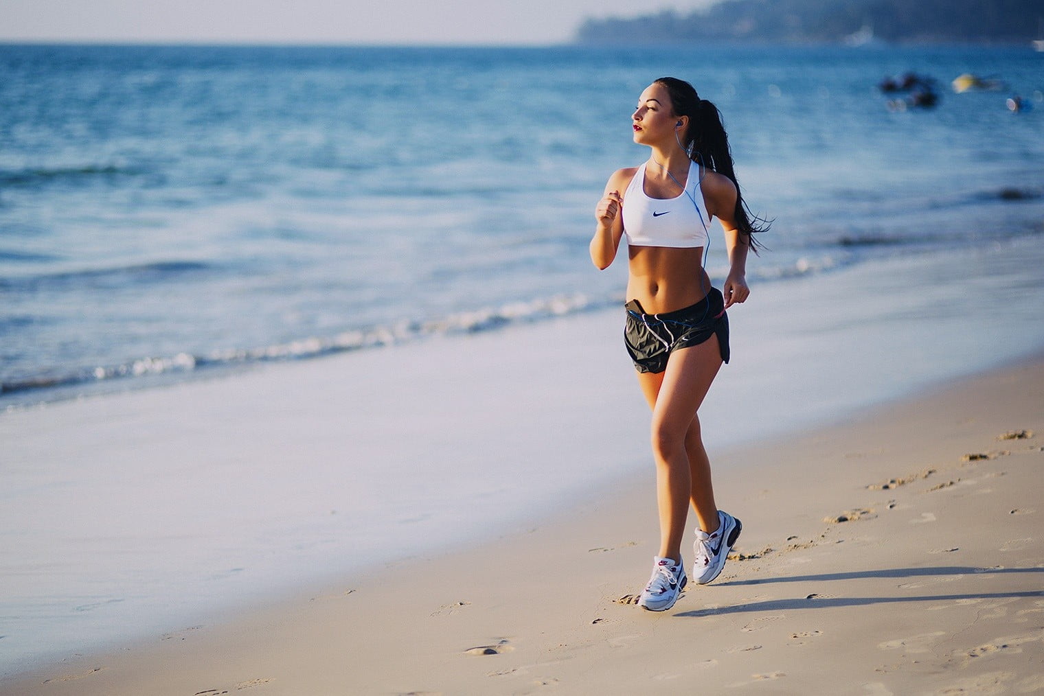 women's white Nike sport bra, women, model, sports, Run