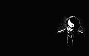 The Joker portrait, black background, monochrome, Joker, Dark Knight Trilogy