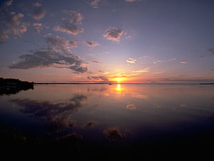 body of water, sunset