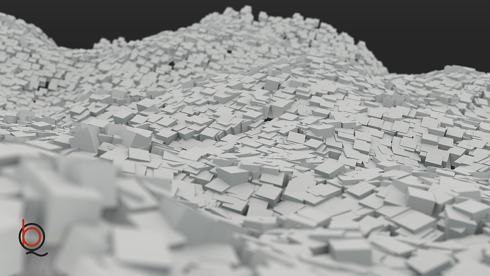 white printer paper lot, cube, abstract, Blender, minimalism HD wallpaper