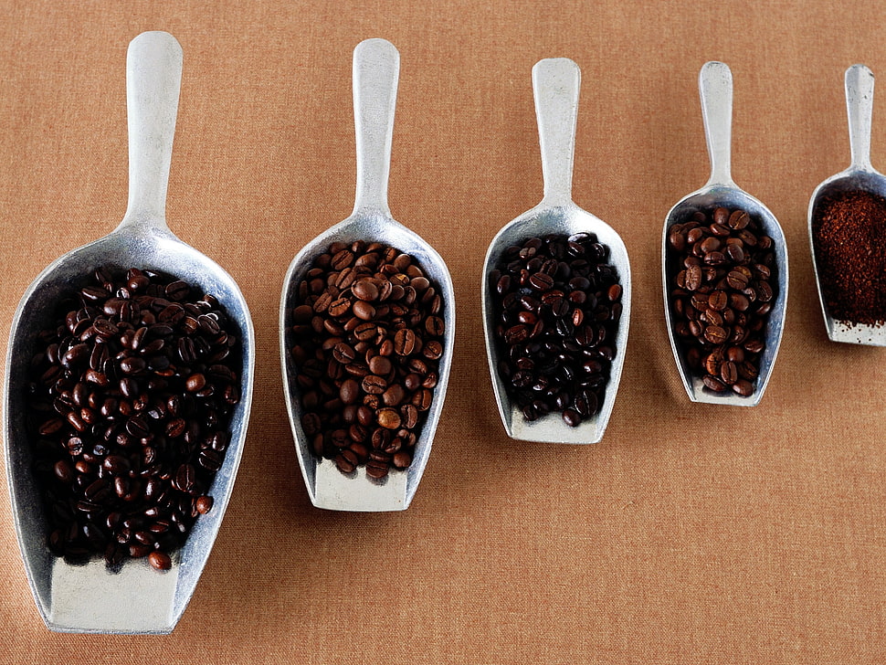 five assorted coffee beands HD wallpaper