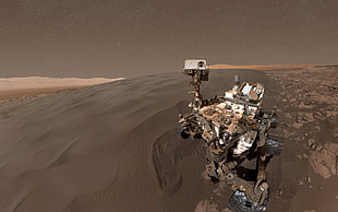 moon robot illustration, Mars, robotic rover, Curiosity