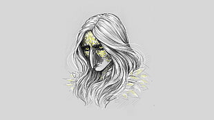 white haired female character illustration, The Witcher 3: Wild Hunt, The Witcher, fan art, yellow eyes HD wallpaper