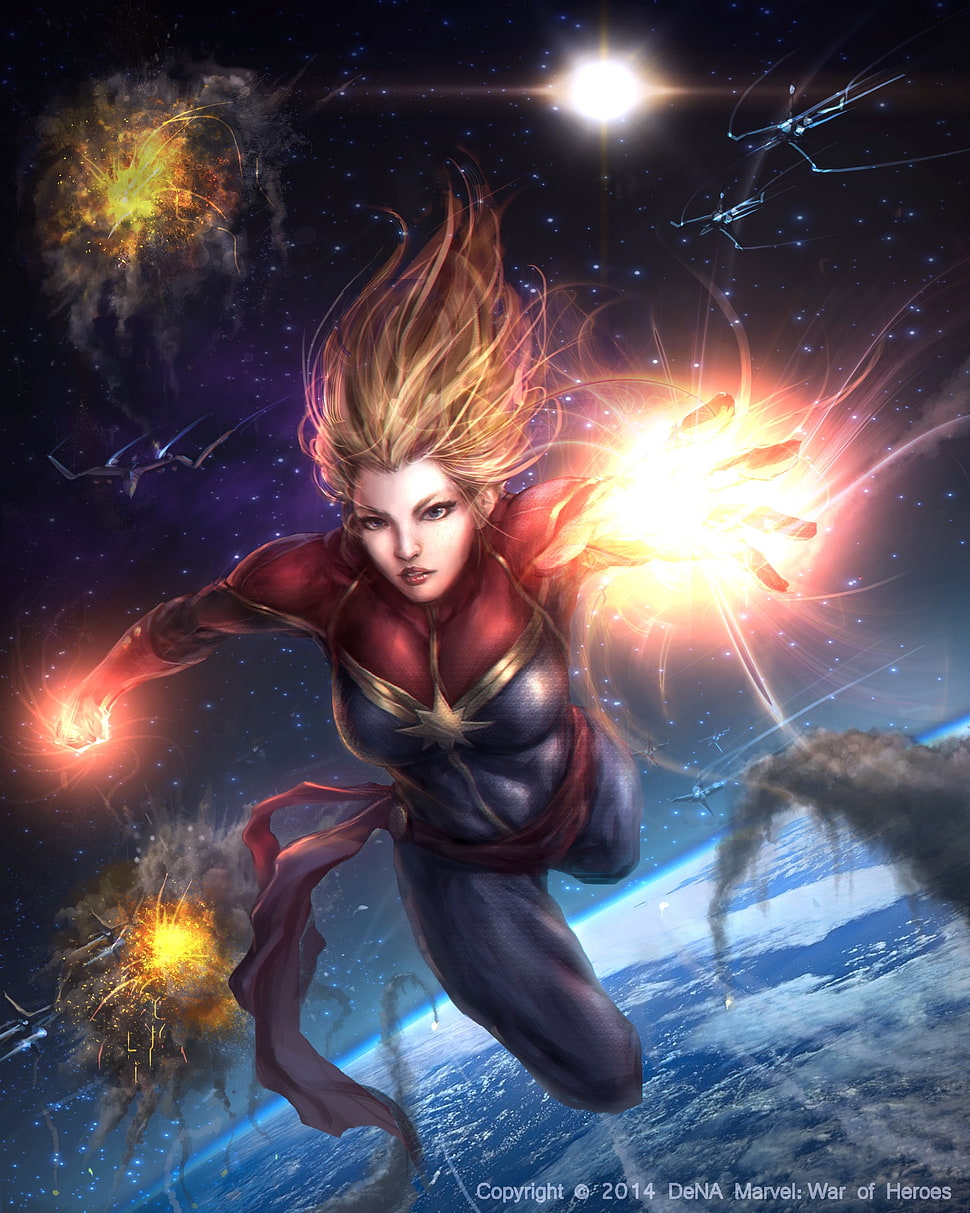 Ms Marvel, fantasy art, Captain Marvel, Marvel Comics HD wallpaper