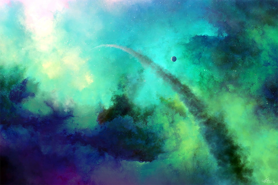planet, stars, nebula, space art HD wallpaper