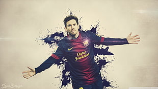 Leonel Messi with inked background