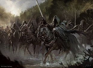 horsemen painting, The Lord of the Rings, Nazgûl, concept art, horse