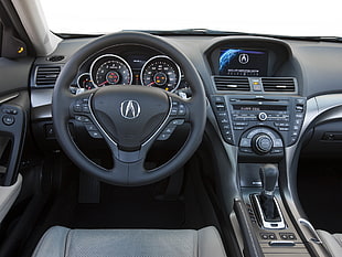 black Acura steering wheel HD wallpaper