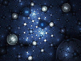 round blue and white digital ball wallpaper