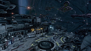 gray spaceship interior, artwork, science fiction, Halo
