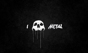 white skull metal poster, metal, metal music, skull, minimalism