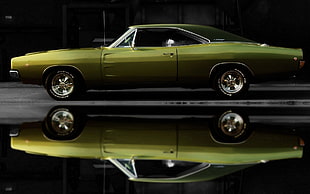 vintage green coupe, car, green cars, Dodge Charger, muscle cars HD wallpaper