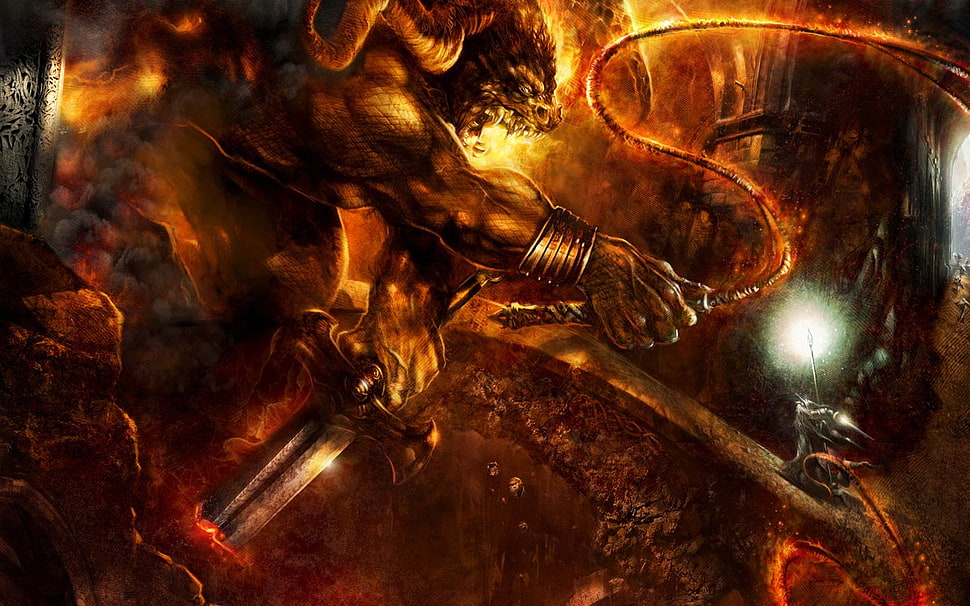 minotaur character digital wallpaper, The Lord of the Rings, Gandalf, digital art, fan art HD wallpaper