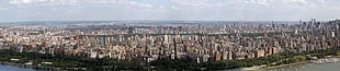 panoramic photography of buildings, New York City, triple screen, USA HD wallpaper
