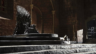 gray throne, Game of Thrones, Iron Throne, steps HD wallpaper