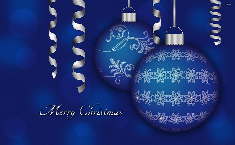 blue and white Merry Christmas sign HD wallpaper