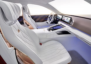 gray vehicle interior, Vision Mercedes-Maybach Ultimate Luxury, electric cars, interior