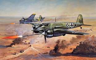 fighter plane illustration, war, Hs 129B, military, military aircraft