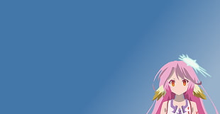 female pink-haired anime character illustration, No Game No Life, Jibril, anime, anime girls
