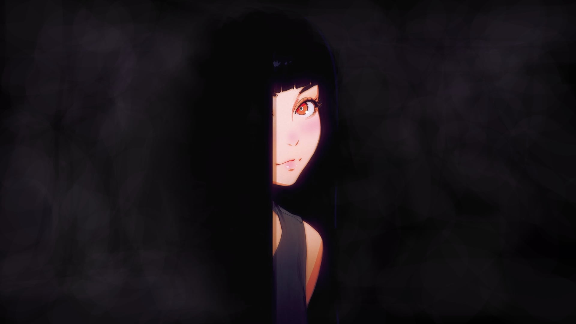 Black haired female cartoon character, digital art, anime ...
