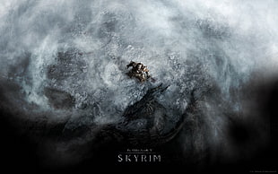 The Elder Scrolls V Skyrim cover, The Elder Scrolls V: Skyrim, dragon, video games, snow