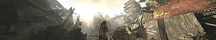 Lara Croft Tomb Raider video game, Tomb Raider, Eyefinity, video games, triple screen