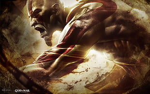 God of War Kratos illustration HD wallpaper