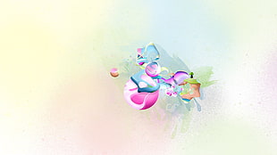 pink and multicolored digital wallpaper, digital art, abstract, simple background, shapes