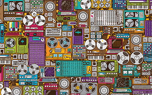 assorted-color turntable illustration HD wallpaper